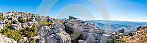 Panoramic view at the rock formation El Torcal of Antequera - Spain photo