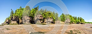 Panoramic view at the rock formations of Bay of Fundy in Canada