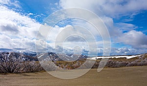 A panoramic view of the rockies as seen from a high altitude