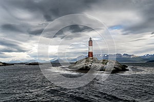 Panoramic view of the rocky island where the Les Eclaireurs lighthouse is located. photo