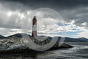 Panoramic view of the rocky island where the Les Eclaireurs lighthouse photo