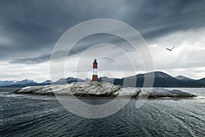 Panoramic view of the rocky island where the Les Eclaireurs lighthouse photo