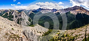 Panoramic view of Rocky mountains range, Alberta, Canada