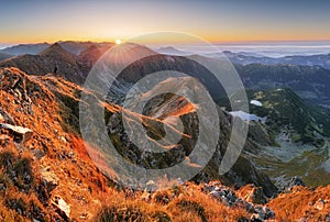 Panoramic view from Rohac peak on Western Tatra mountains or Rohace panorama