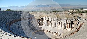 Panoramic view of the Roman theater in Hierapolis (Turkey). Near the Pamukkale hot springs photo