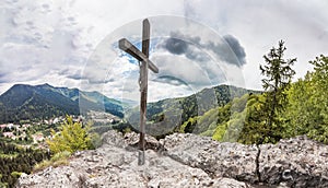 Panoramic view of Romanian Carpathian mountains