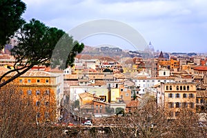 Panoramic view of Rome on an autumn afternoon