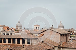 Panoramic view of Rome at cloudy day. View from Capitoline Hill Campidoglio, Italy