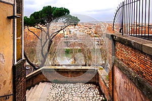 Panoramic view of Rome, seen from the Garden of oranges