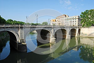 A panoramic view of Rome with the Tiber river and its bridges 003