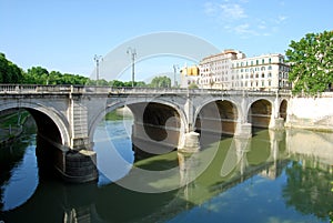 A panoramic view of Rome with the Tiber river and its bridges 005