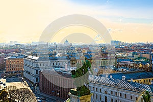 Panoramic view from the roof of St. Isaac`s Cathedral. Saint Petersburg. Russia