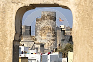 Panoramic view of the rooftops in the city of Mandawa, Rajasthan, India