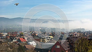 Panoramic view of the rooftops of Nowy Targ