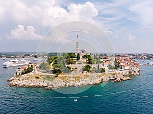 Panoramic view of Rovinj from the air