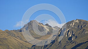 Panoramic view of the Rucu Pichincha volcano on a sunny morning
