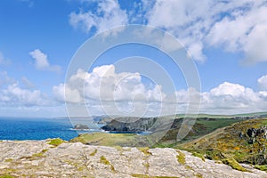 Panoramic view of the rugged coastline at Tintagel