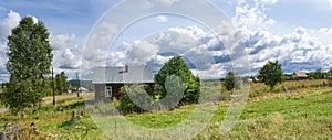 Panoramic view of the russian village in summer. Village of Visim, Sverdlovsk region, Russia