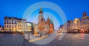 Panoramic view of Rynek square in Wroclaw, Poland