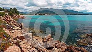 Panoramic view of Sagone seaside resort in Corsica