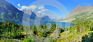 Panoramic view of Saint Mary Lake in Glacier National Park