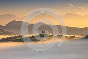 Panoramic view of Saint Tomas church, Slovenia photo