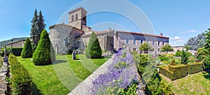 Panoramic view of Saint Victor church at left and the part of the castle from the garden. Saint Etienne metropole