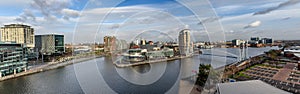 Panoramic view Salford Quay Manchester UK