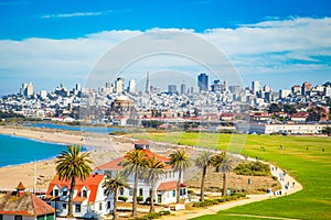 San Francisco skyline with Crissy Field, California, USA