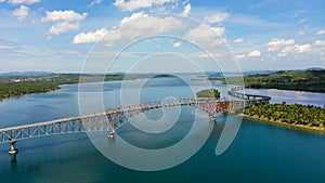 Panoramic view of the San Juanico bridge, the longest bridge in the country. It connects the Samar and Leyte islands in