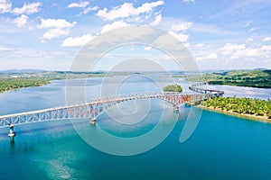 Panoramic view of the San Juanico bridge, the longest bridge in the country. It connects the Samar and Leyte islands in the photo