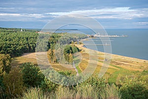 Panoramic view of sand dunes in Nida, Klaipeda, Lithuania, Europe