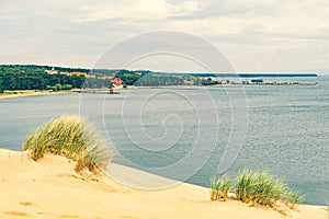 Panoramic view of sand dunes in Nida, Klaipeda, Lithuania, Europe