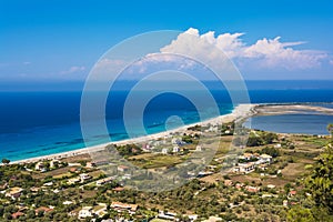 Panoramic view of sandy beach on the island of Lefkada photo