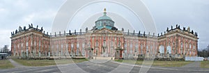 Panoramic view of Sans Souci palace in Potsdam, Berlin, Germany, Europe