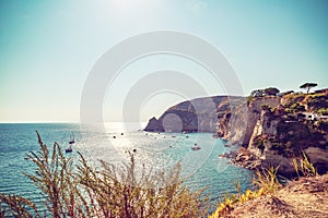 A panoramic view of Sant Angelo coast on island Ischia,Italy