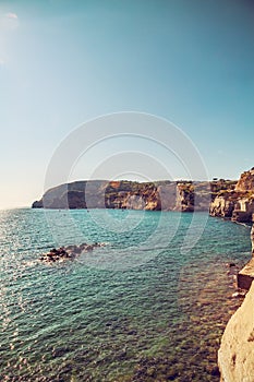 A panoramic view of Sant Angelo coast on island Ischia,Italy