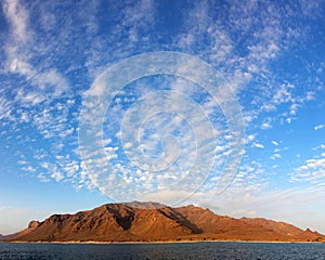 Panoramic view of Santa Luzia volcanic island, Cape Verde