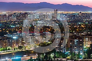 Panoramic view of Santiago de Chile at night photo