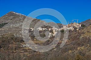 Panoramic view of  Santo Stefano di Sessanio dstroyed by earthquake of l`Aquila in Abruzzo