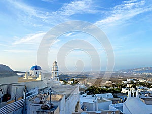 Panoramic view of Santorini, Cyclades Island, Greece. Beatuiful Oia village.