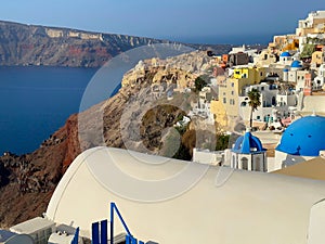 Panoramic view of Santorini, Cyclades Island, Greece. Beatuiful Oia village.