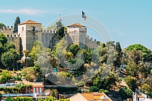 Panoramic View Of Sao Jorge Castle In Lisbon