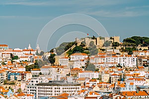 Panoramic View Of Sao Jorge Castle In Lisbon