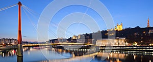 Panoramic view of Saone river at sunse