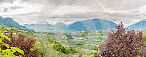Panoramic view at the Scenery of nature from Scena town in Italy photo