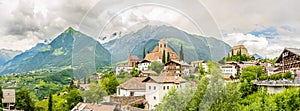 Panoramic view at the scenery of Scena town - Italy photo