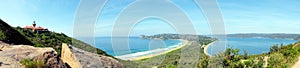 A panoramic view of the scenic landscape of the Palm beach and Barrenjoey lighthouse in Sydney, Australia