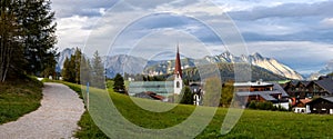 Panoramic view of scenic landscape of Seefeld town in Tyrol, Austria photo
