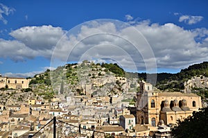 Panoramic view of Scicli, Sicily, one of the symbolic cities of Italian baroque, along with other 7 Val di Noto`s villages